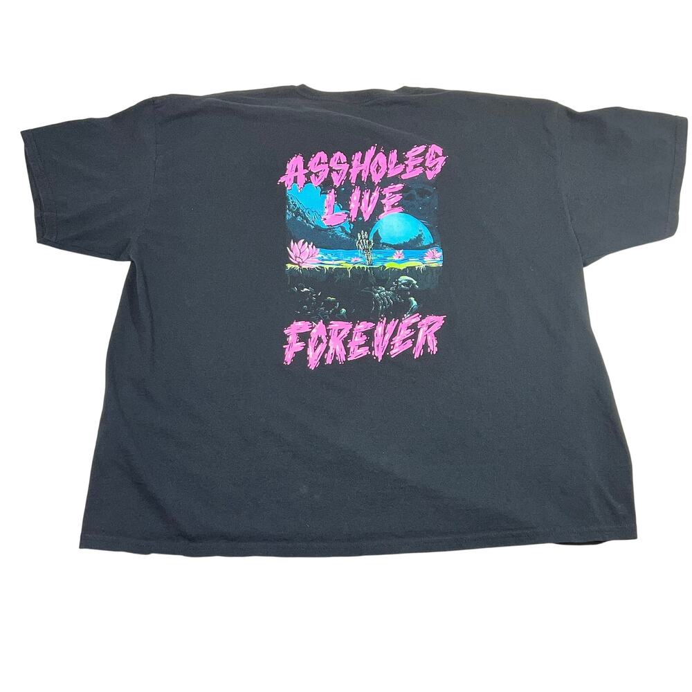 Assholes*s Live Forever T-Shirt Mens XXL Black Double Sided Logo Tee